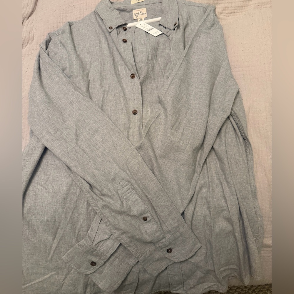 J. Crew Brushed Twill Gray Shirt